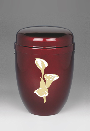 Urne dunkelrot Blumen-Motiv