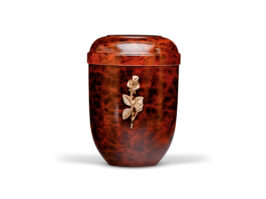 Urne Holzoptik Rosen-Motiv